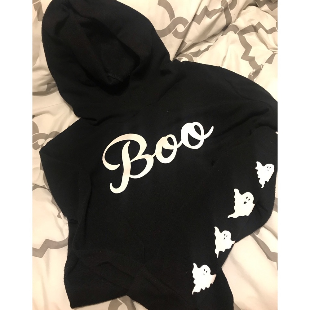 Black “BOO” ghost hoodie